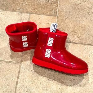 UGG Classic Mini Waterproof Clear Boot Red size 8